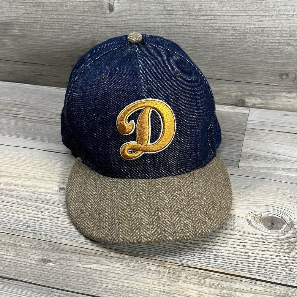 New Era LA Dodgers Blue Denim Brown Tweed Fitted Hat 7 5/8 Genuine MLB 59fifty